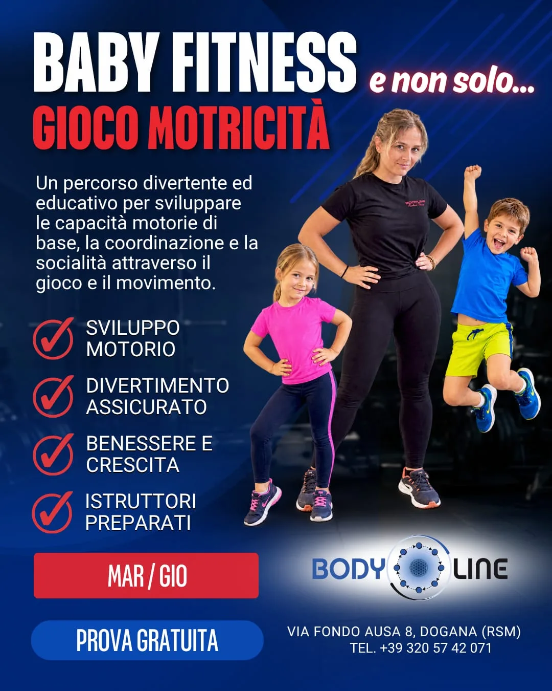 Locandina corso Baby Fitness e Gioco Motricità Bodyline